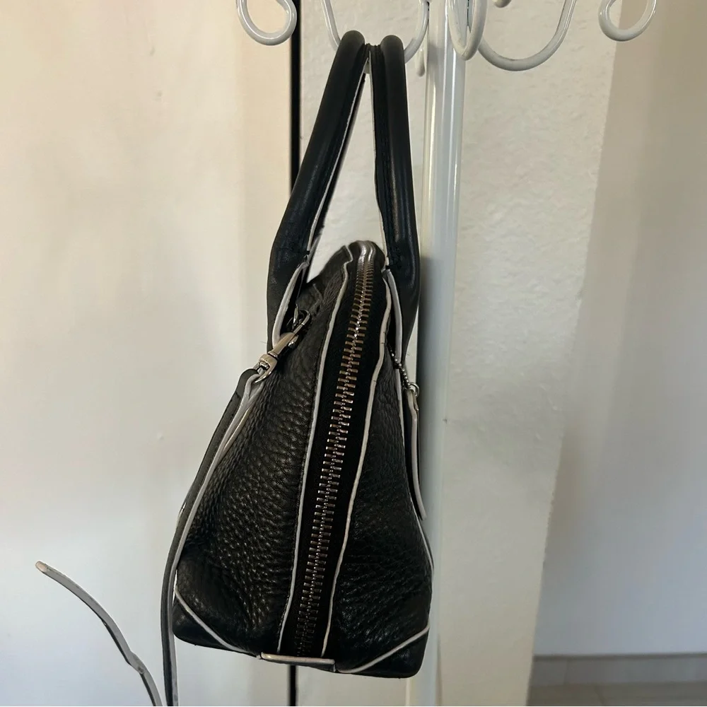 Coach Bleecker Mini Preston Black White Edgepaint Leather Satchel Bag 30344 - Picture 4 of 15